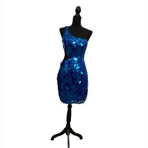 Primavera Couture Mirror Rhinestone Cocktail Dress
